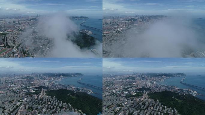 4K 云海 城市 平流雾 云层