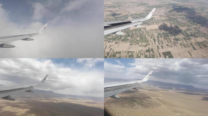 大西北飞机舱内空中云端降落视频