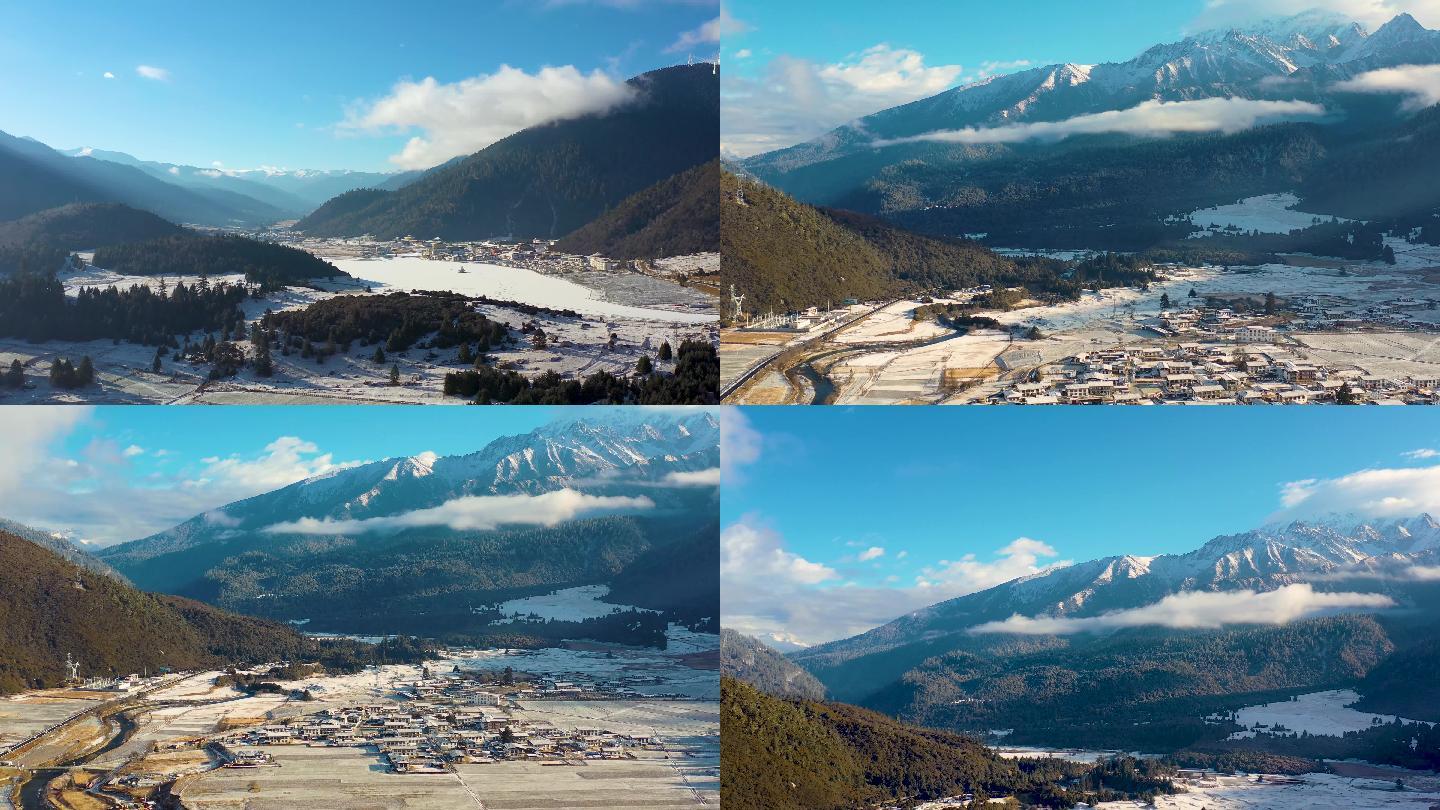 西藏航拍雪景雪山