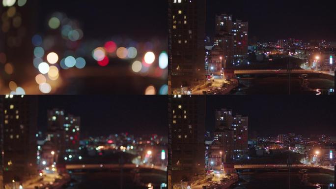 城市夜景大光圈虚化效果