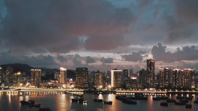 珠海日月贝夜景航拍