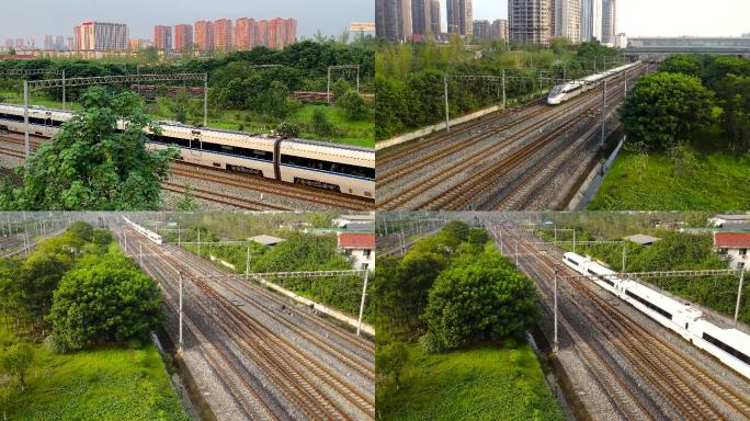中国铁路高铁动车和谐号进站出站近拍高铁