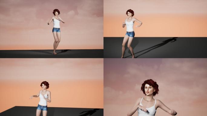 CG女性角色模型含骨骼表情绑定贴图动画