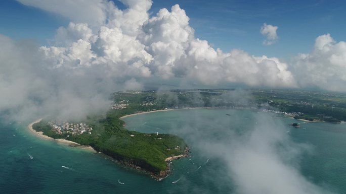 2024航拍海岛风光穿云 大海 海景