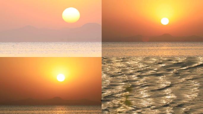 4K日出湖泊日出日出特写朝阳水波湖泊