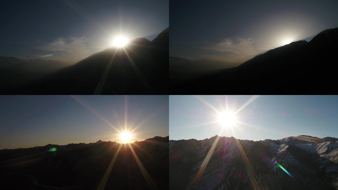 昆仑山、高山、日出、太阳、自然风光