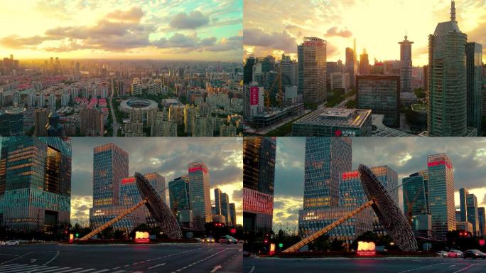 上海世纪大道上海科技馆全景4K航拍