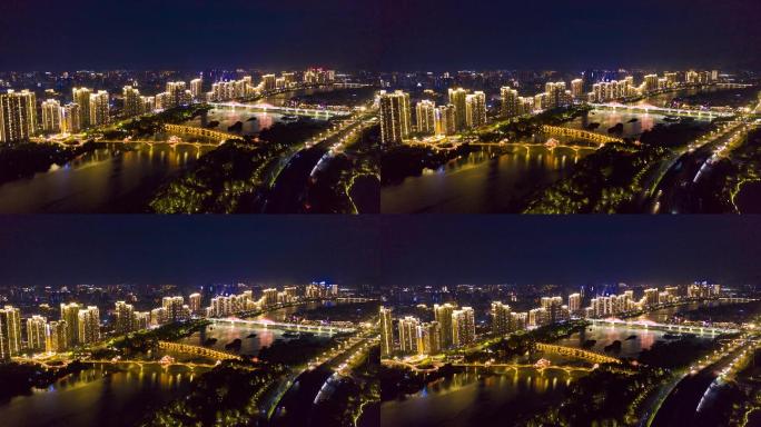 航拍福建漳州夜景延时摄影