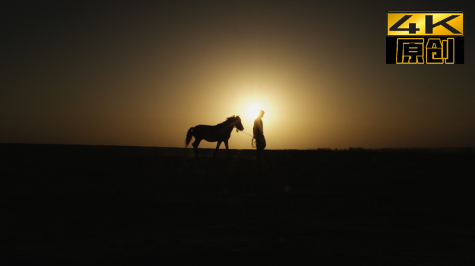 大漠、沙漠、人牵马、马蹄、马