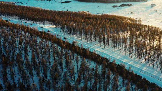 原创航拍车队穿越雪地户外探险