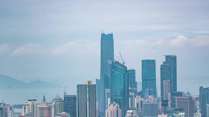 4K延时从青岛的制高点拍摄城市高楼