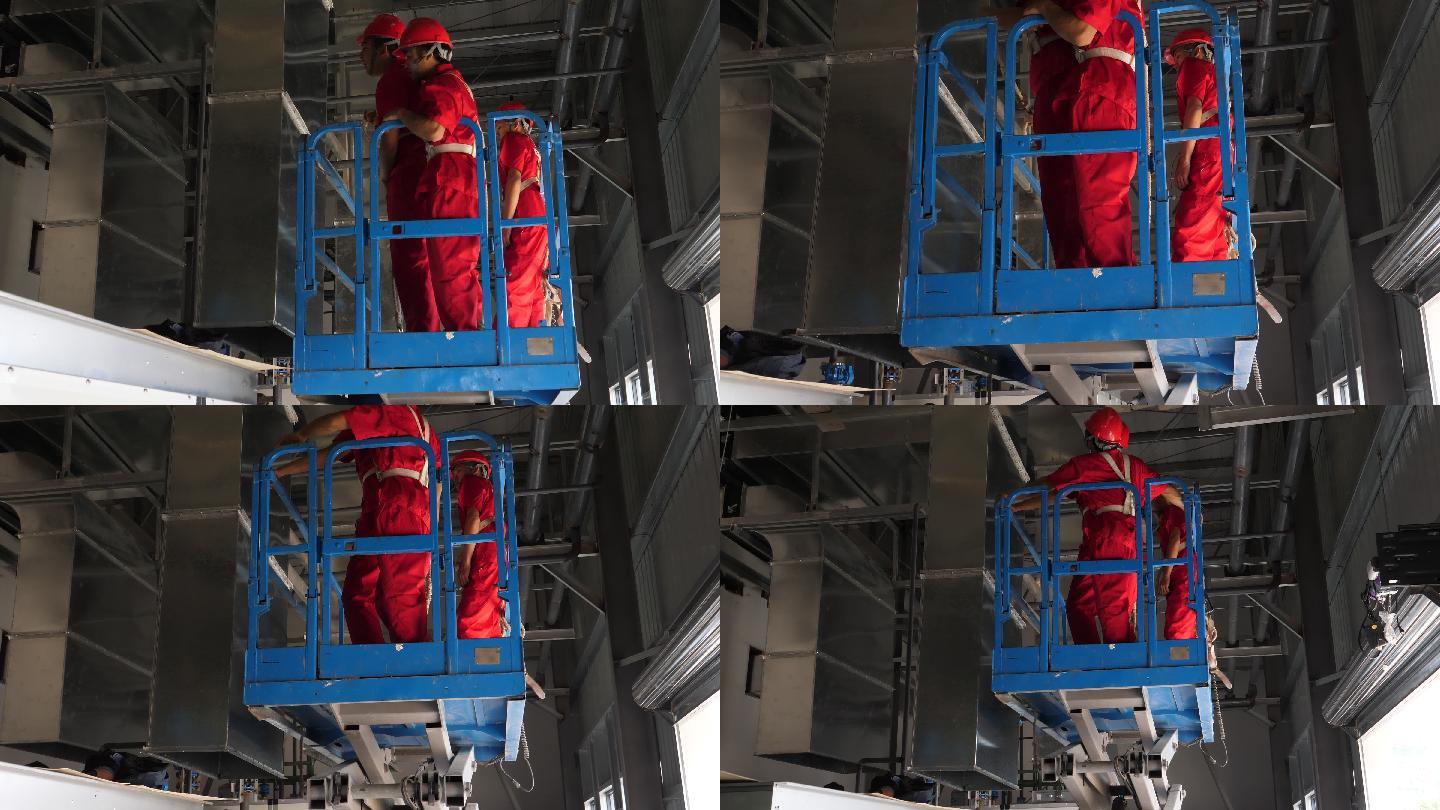 装修场景施工工人乘坐升降机   4K画质