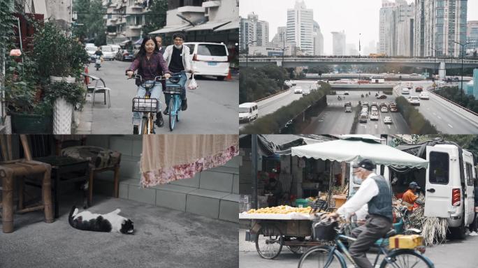 人文慢生活路边摊生活气息街道老人城市行人