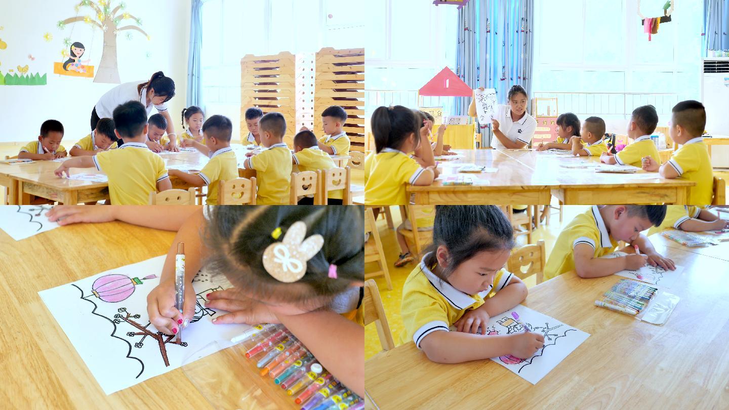 幼儿园小孩画画幼儿园小班中班幼儿园老师上