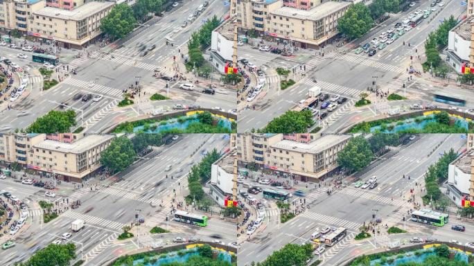 郑州暴雨过后的十字路口延时