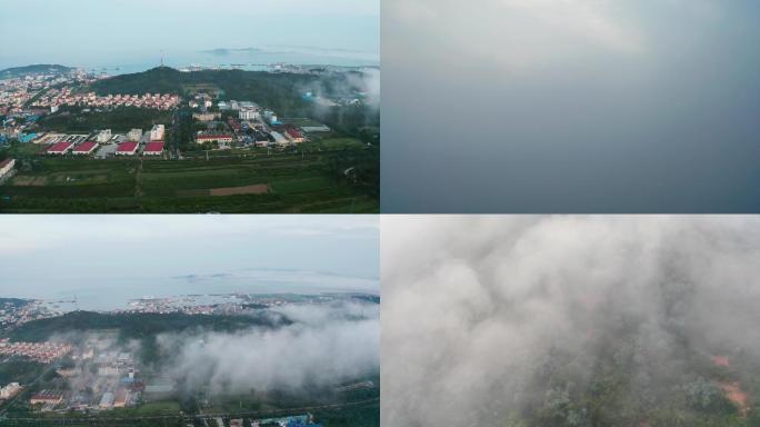 烟台蓬莱长岛平流雾航拍4K