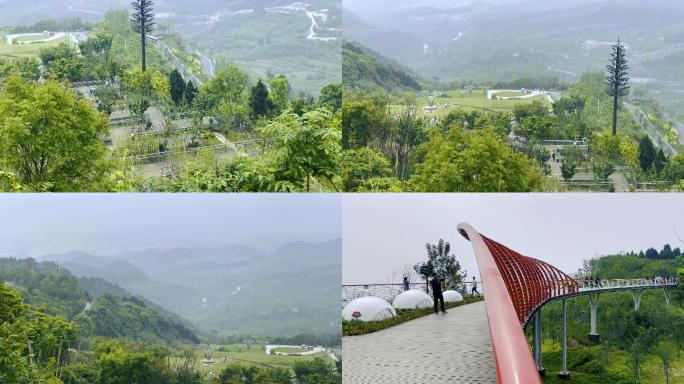 成都龙泉山观景台阶梯游客拍照