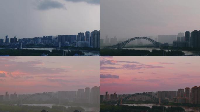 汉江湾桥雨扑面而来雨过天晴