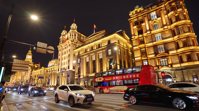 4K夜上海-上海滩夜景-上海外滩老建筑