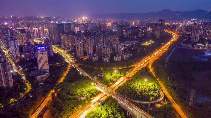 重庆两江新区北环夜景延时