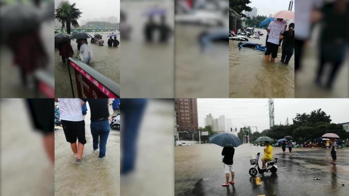 郑州暴雨街头小区实拍龙吸水救援