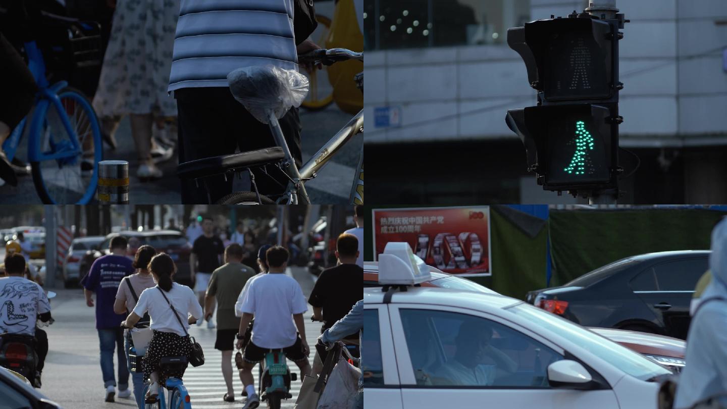 十路口人群、人流、车流、街景 视频 素材