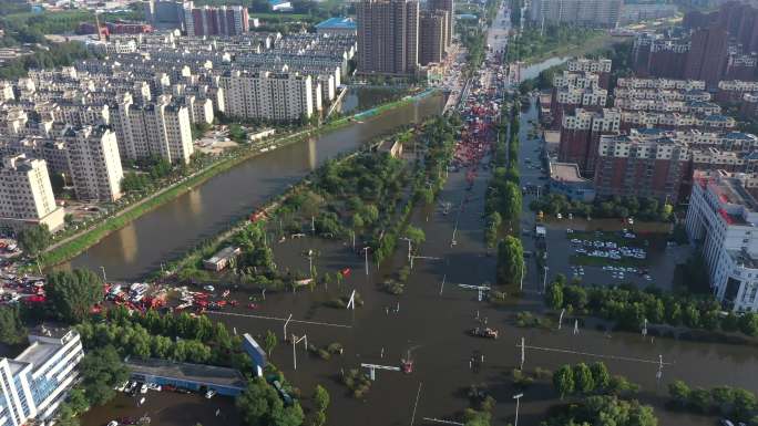 河南抗洪救灾实景航拍