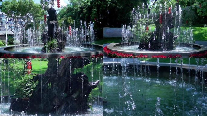 喷泉慢动作烟台山公园