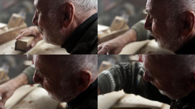 男木匠在车间里干活