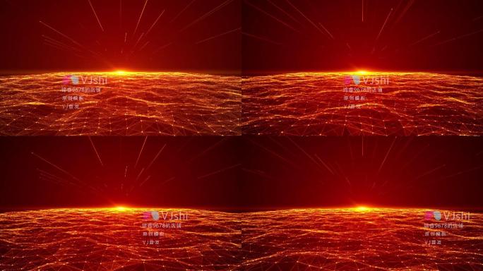 红色金色科技点线面背景视频素材海面波浪