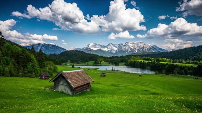 巴伐利亚阿尔卑斯山风景-跟踪拍摄