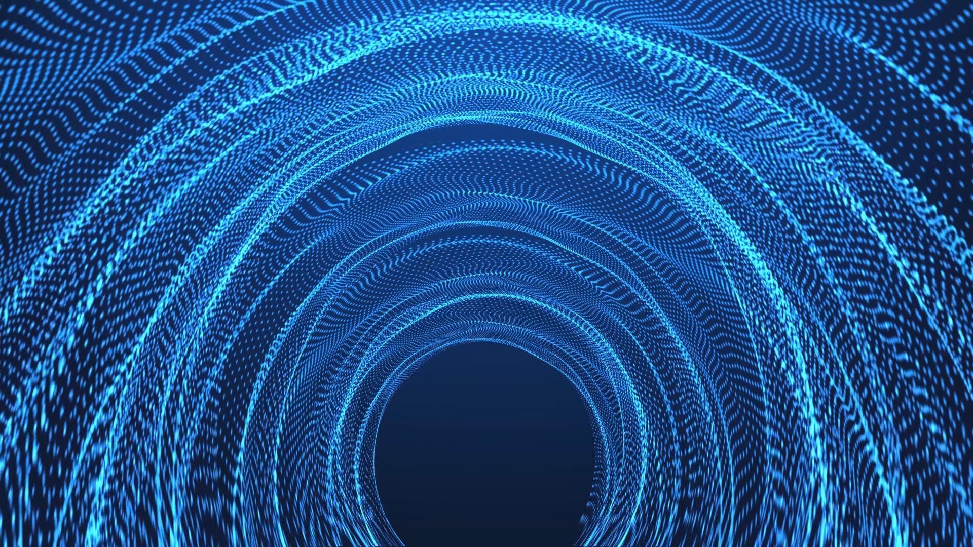 4k蓝色粒子拱门舞台晚会背景视频_3840x2160_高清视频素材下载(编号