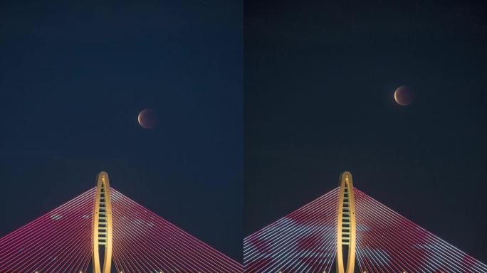 肇庆超级月亮延时摄影