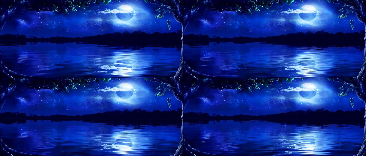 唯美 湖面月光水面