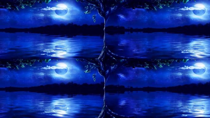 唯美 湖面月光水面