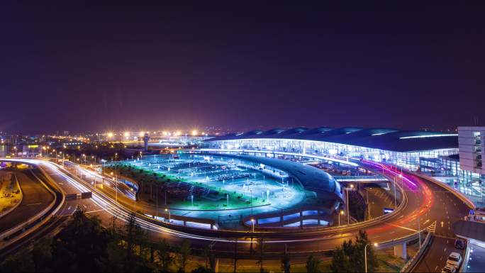 南京机场楼顶夜景延时