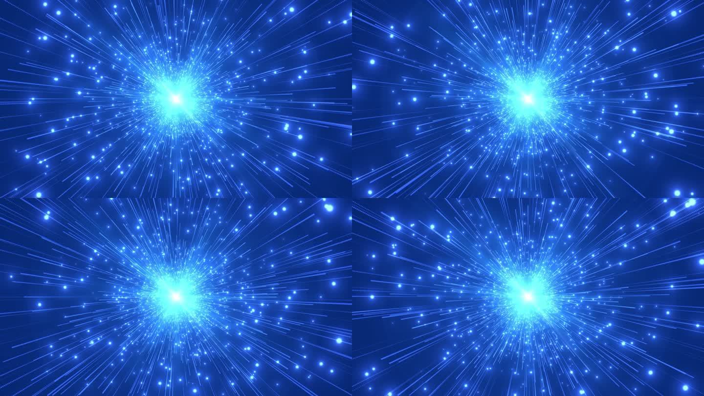 4K蓝色粒子射线扩散无缝循环