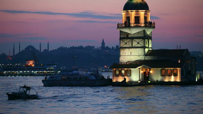 伊斯坦布尔少女塔土耳其灯塔轮船