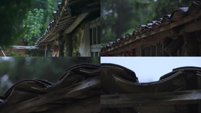 11237 屋檐的雨老房子的雨景下雨