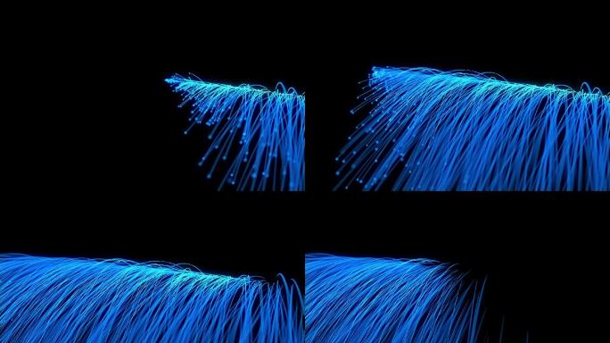 蓝色粒子瀑布线条
