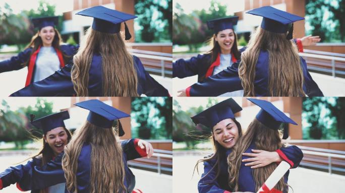 毕业生拥抱她的朋友
