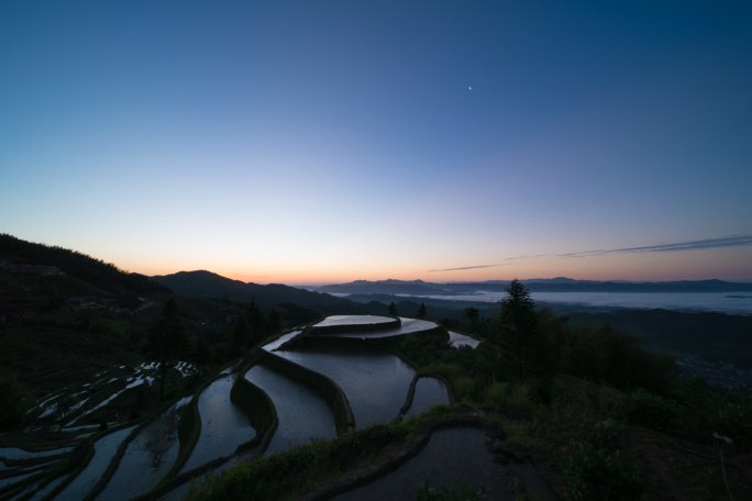 湖南娄底紫鹊界梯田延时摄影