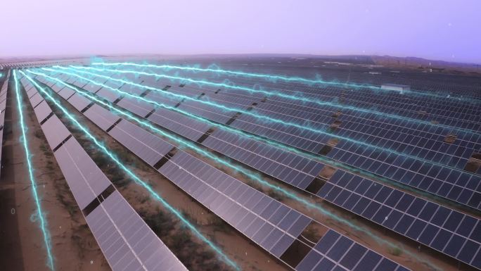 科技感光伏太阳能光伏板清洁能源