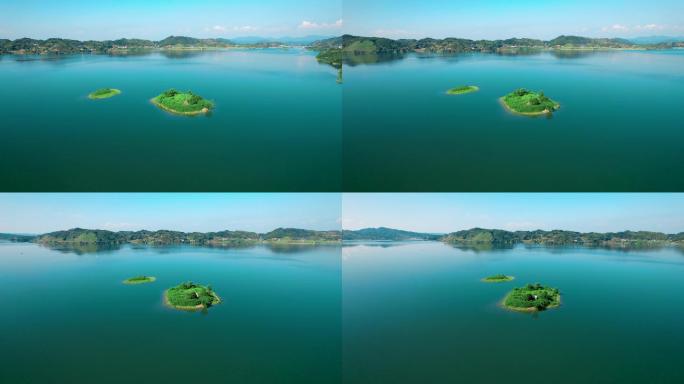 生态湖泊和绿色小岛