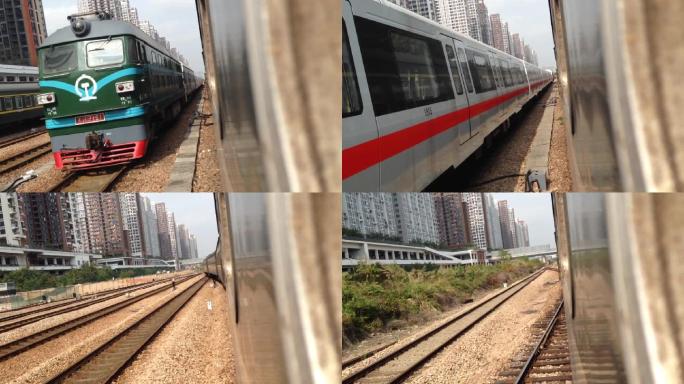 深圳西火车站地铁列车车窗特写视角实拍视频