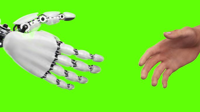 机器人与人握手人工智能未来科技机械臂