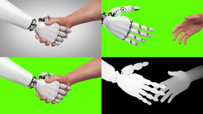 机器人与人握手人工智能未来科技机械臂