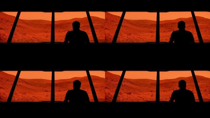 宇航员眺望火星