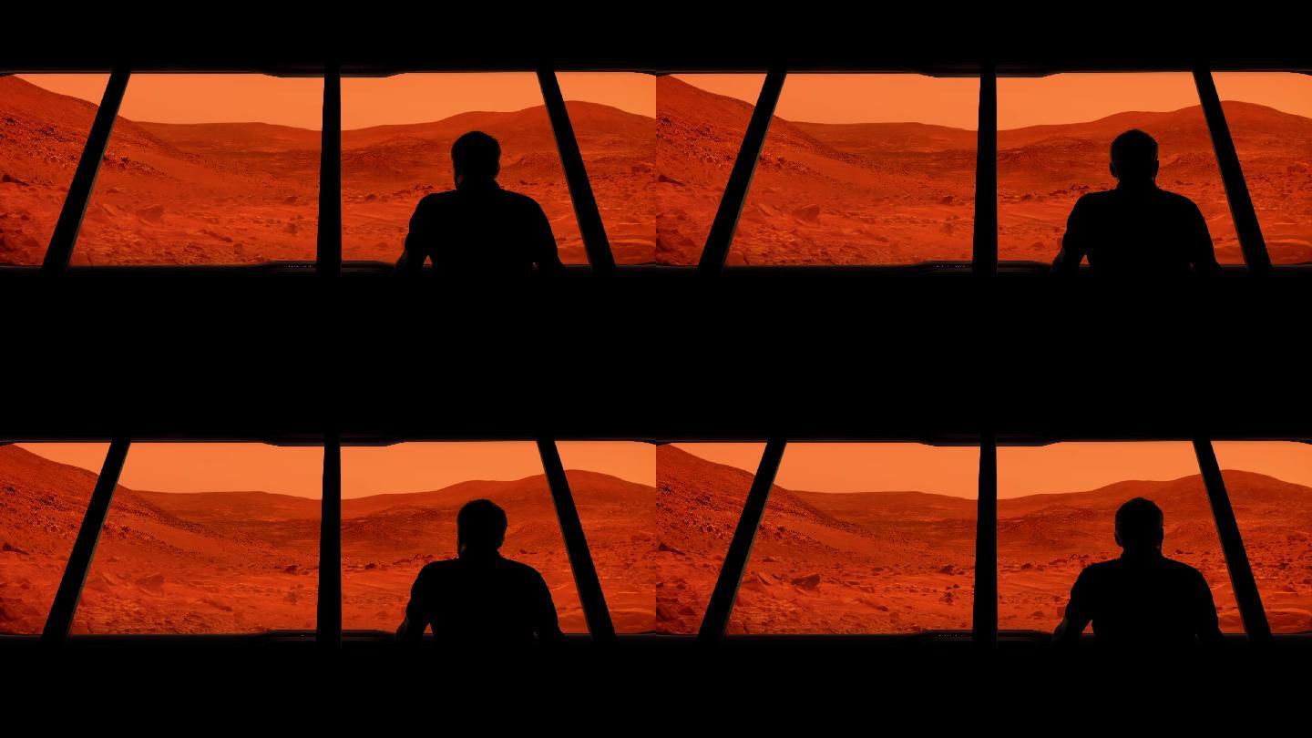 宇航员眺望火星