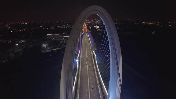北京首钢大桥夜景航拍